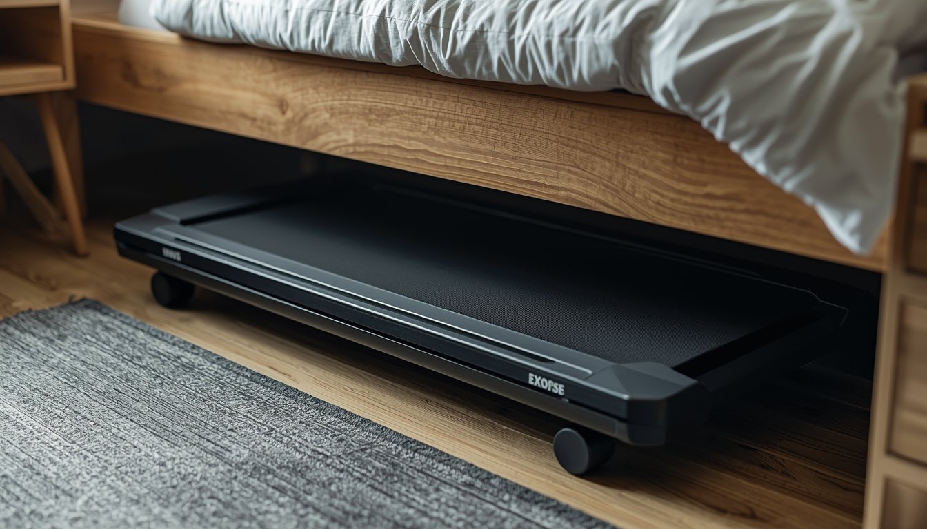 Person walking while working at a standing desk