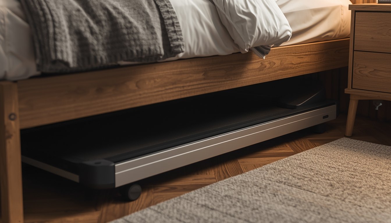 Remote worker using a walking pad at home