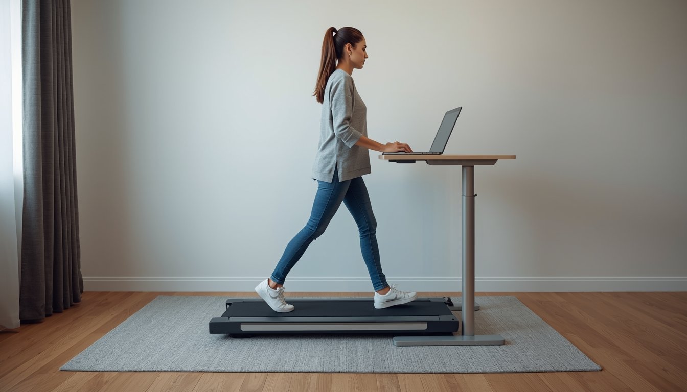 Protective mat placed under a walking pad