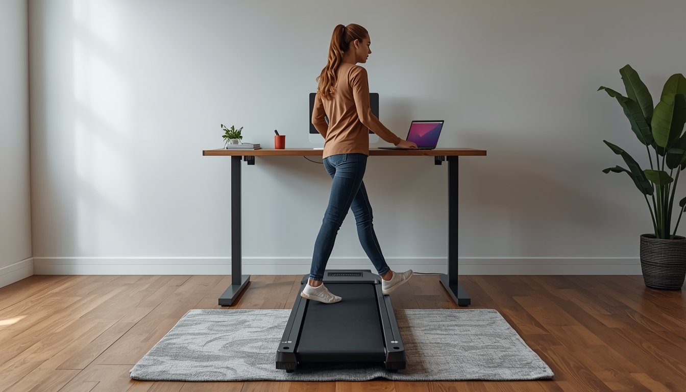 Portable walking pad being moved across a room