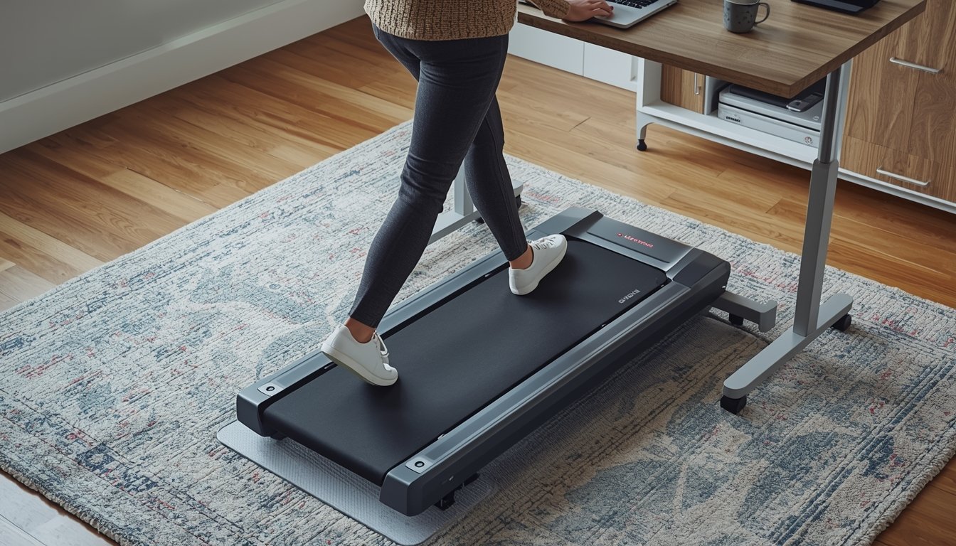 Walking pad used on hard floor and carpet