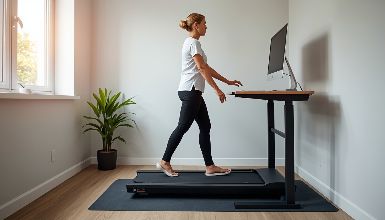 Walking pad matched with a standing desk