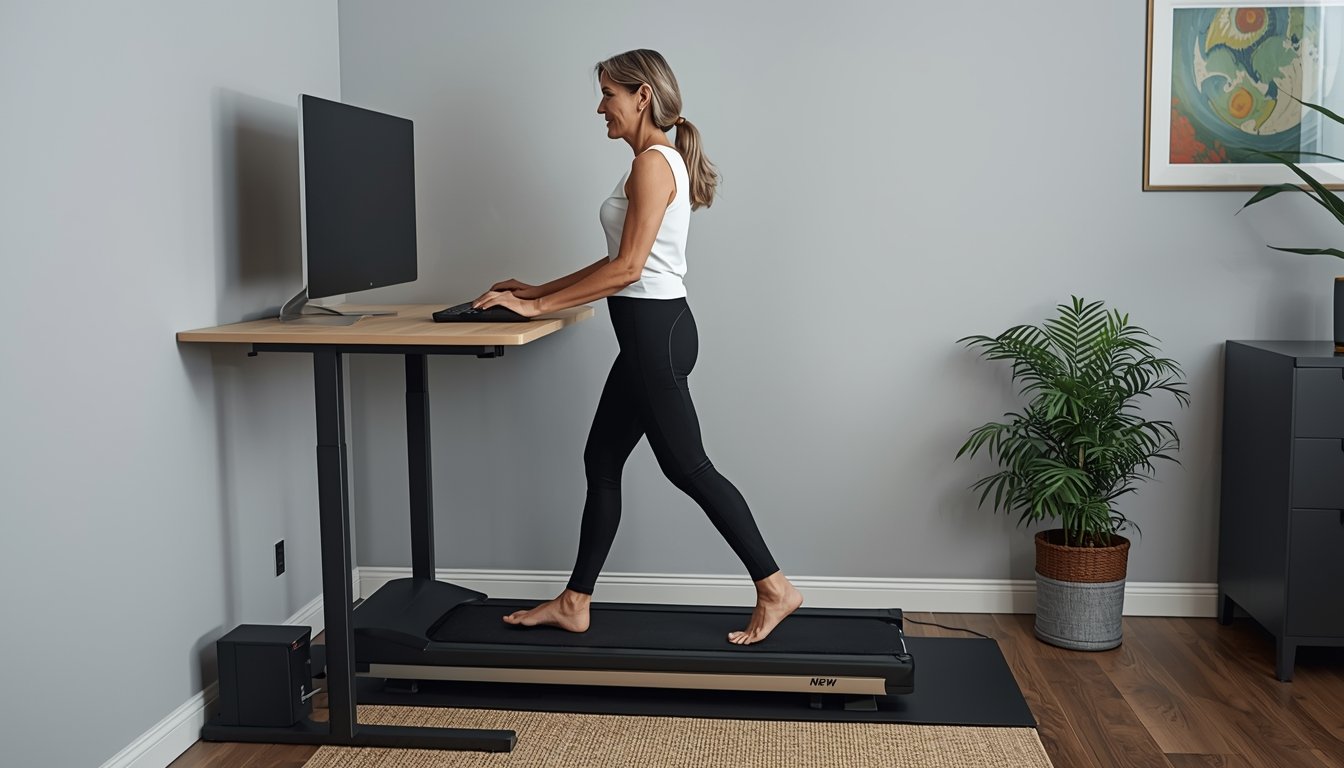 Urevo walking pad in a home office workspace