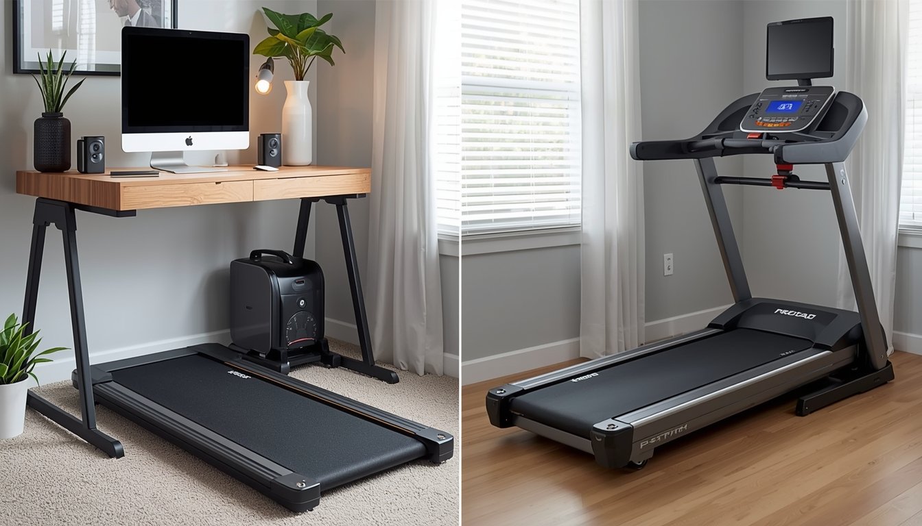 Comparison of a compact walking pad and a full treadmill in a home setting